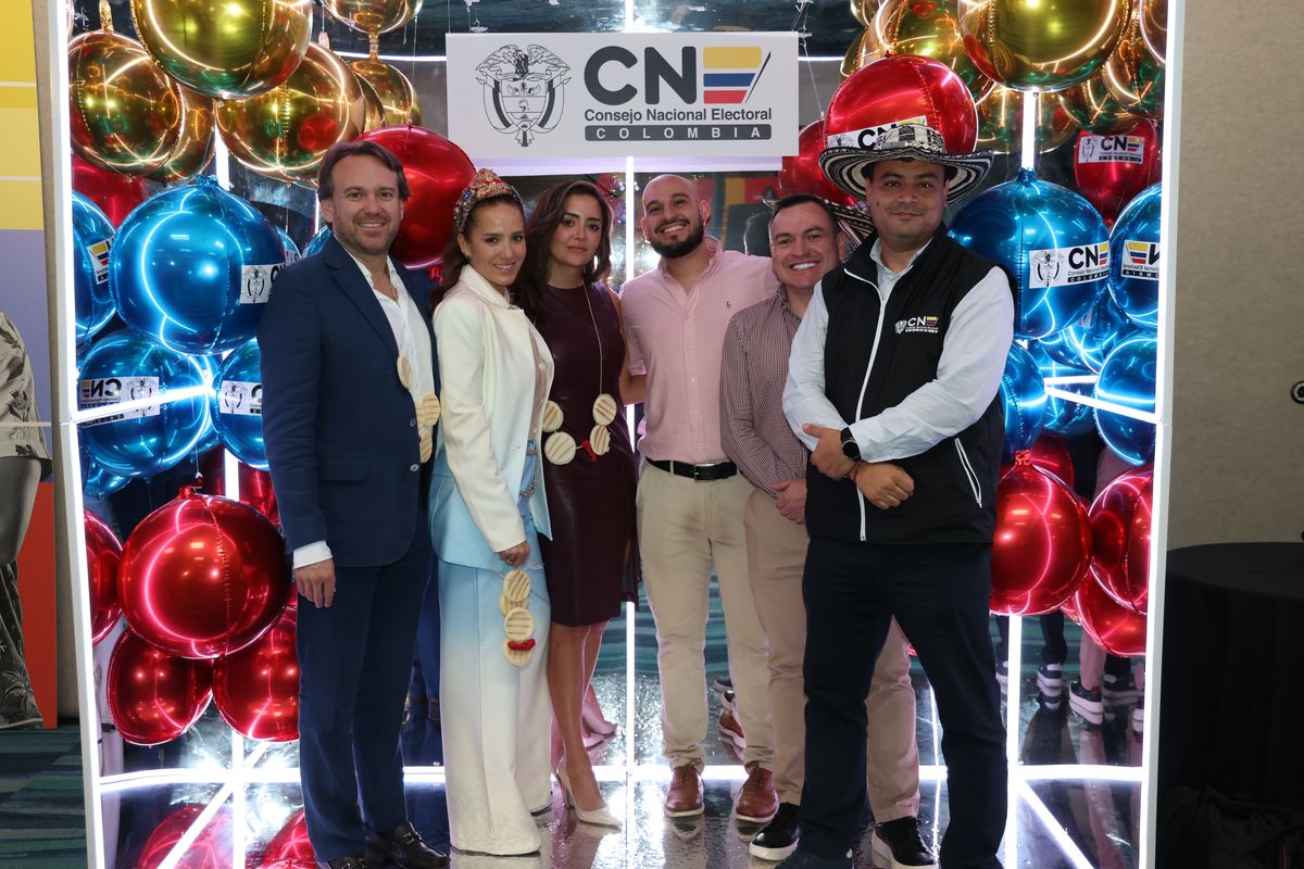 Group photo at a branded Miami event